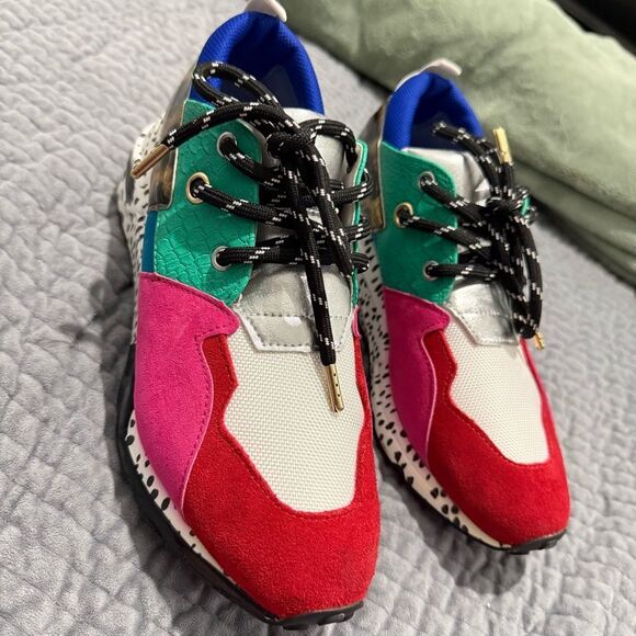 STEVE MADDEN WOMEN’S CLIFF RAINBOW SNEAKERS – MULTICOLOR ANIMAL PRINT, SIZE 8.5 - Picture 3 of 17